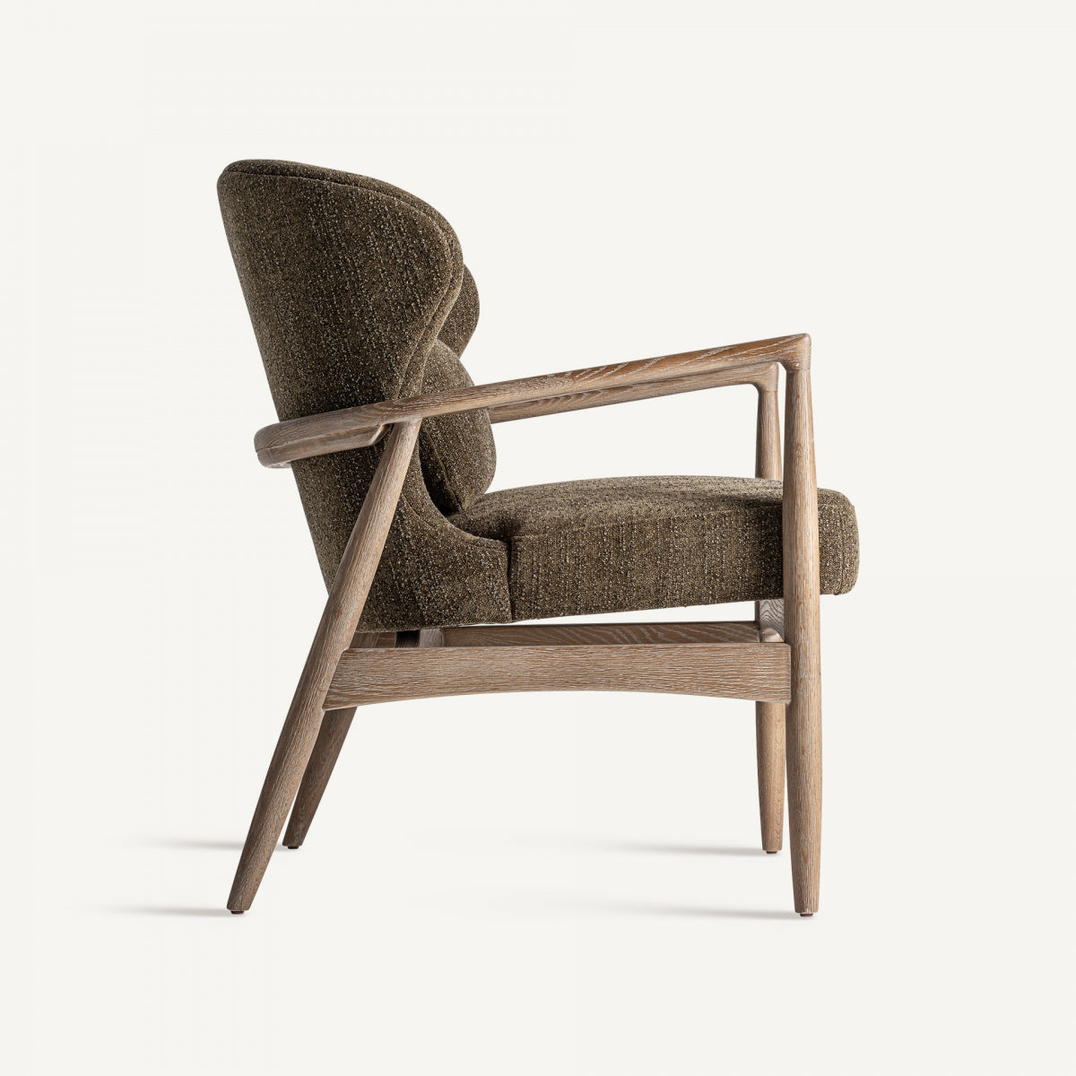 Fauteuil bouclé vert khaki