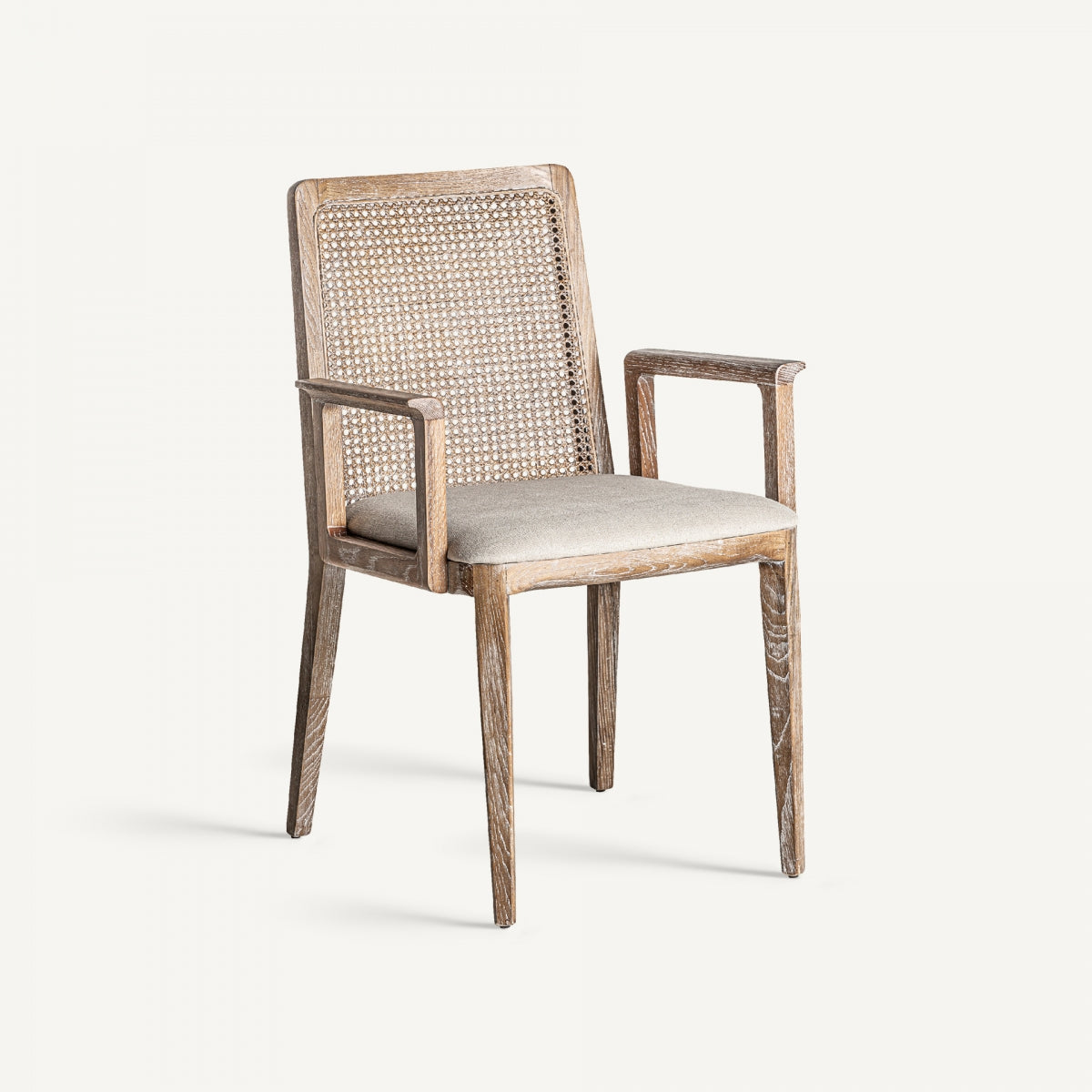 Chaise de salle à manger en bois vieilli en lin