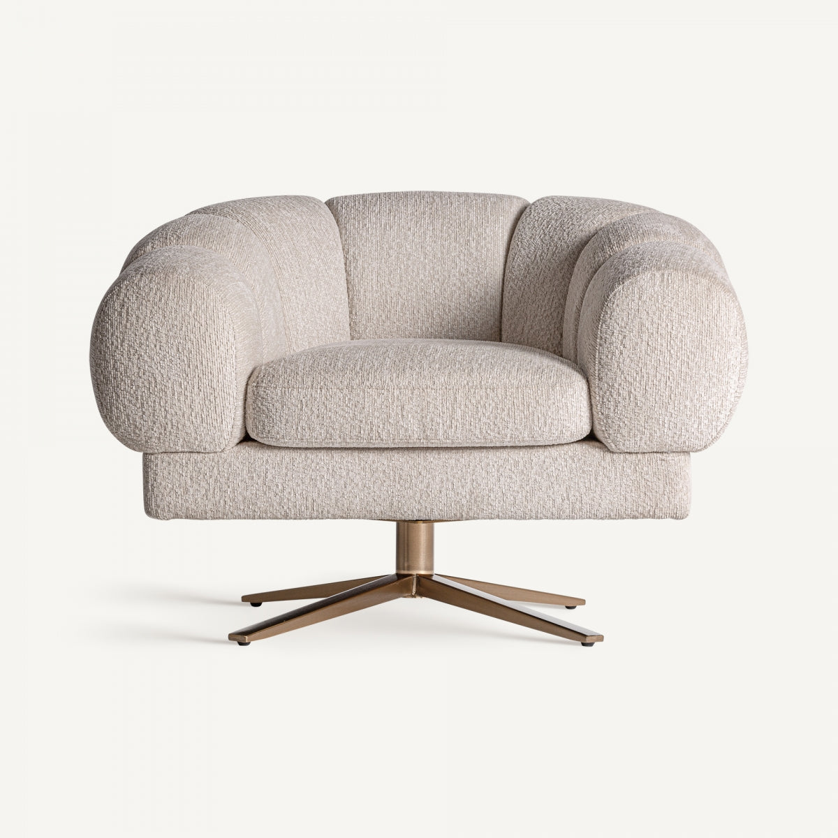 Fauteuil pivotant en tissu blanc cassé
