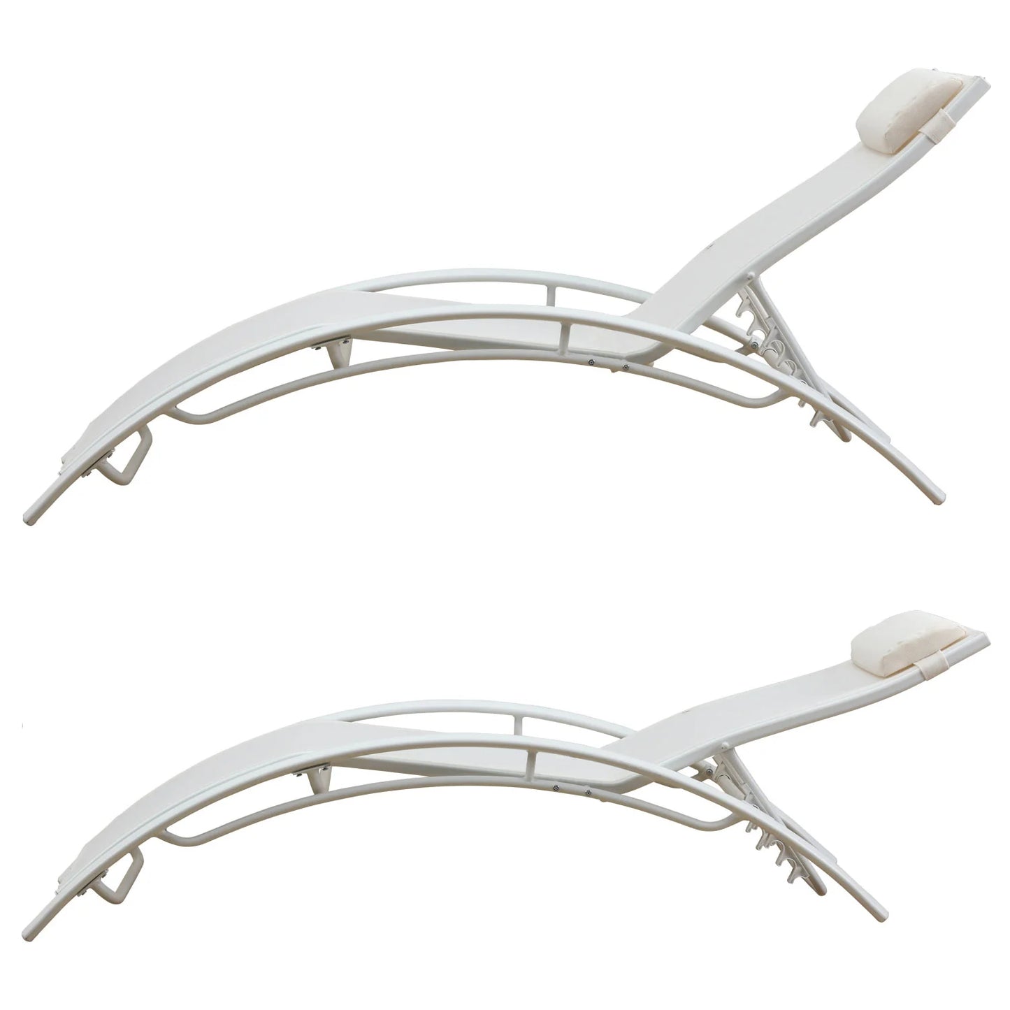 Lot de 2 transats en textilène blanc - Aluminium blanc