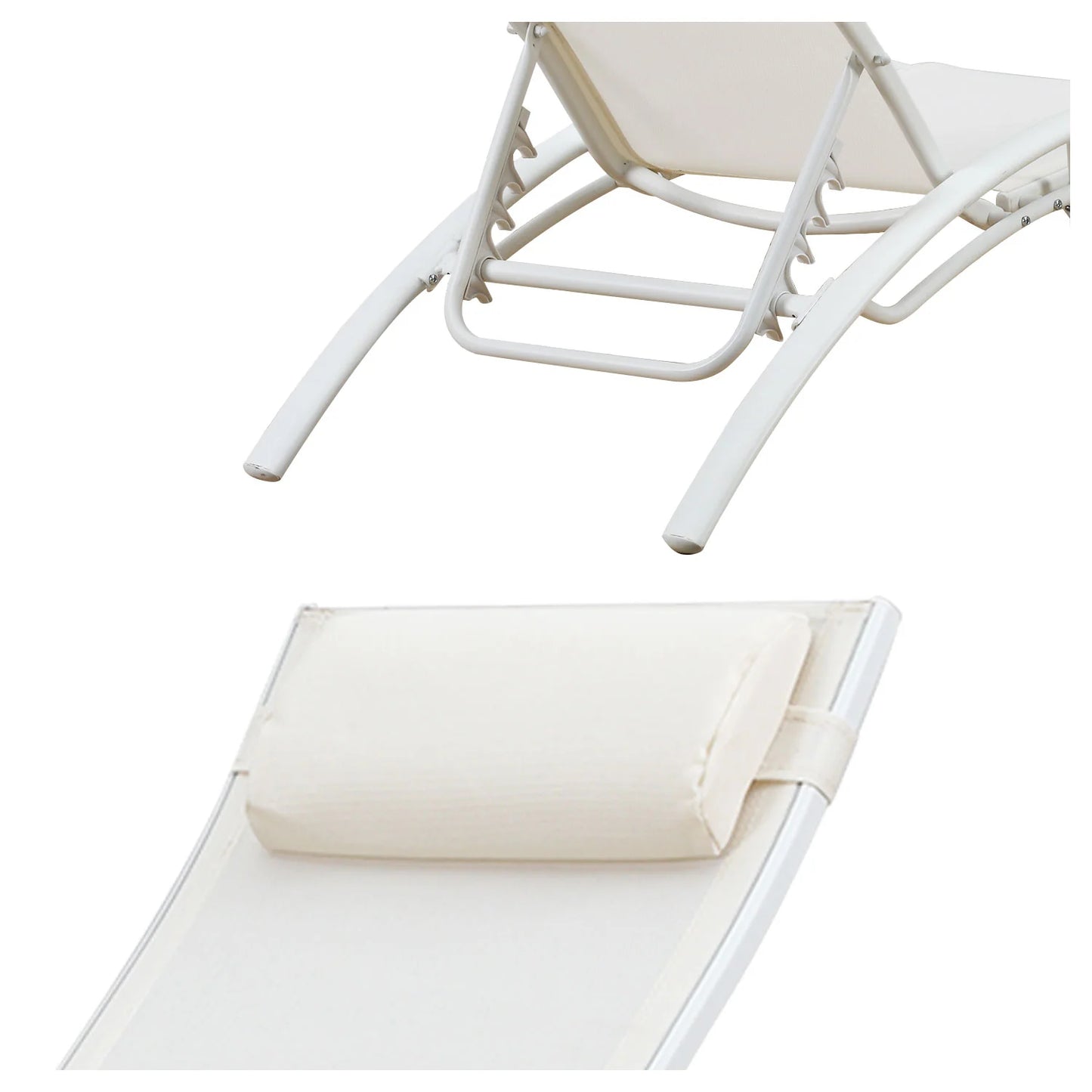 Lot de 2 transats en textilène blanc - Aluminium blanc