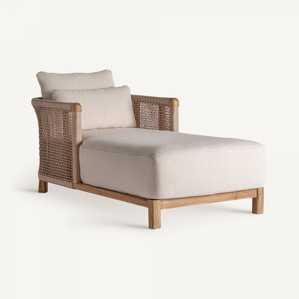 Chaise longue d'extérieur en tissu beige