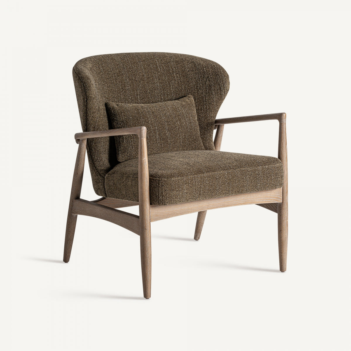Fauteuil bouclé vert khaki