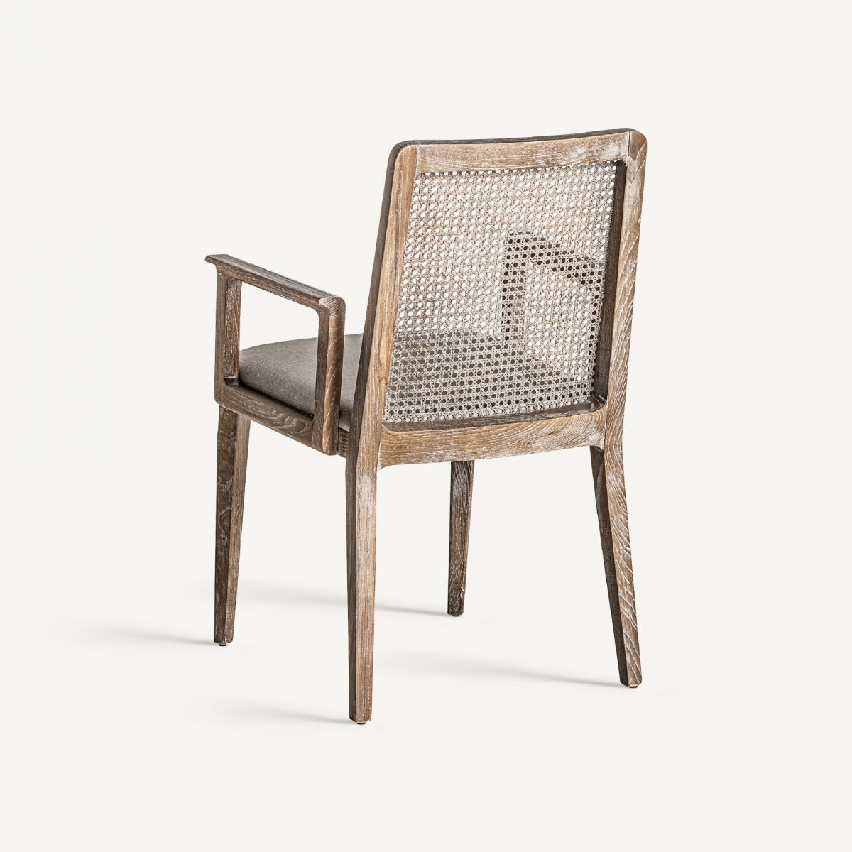 Chaise de salle à manger en bois vieilli en lin