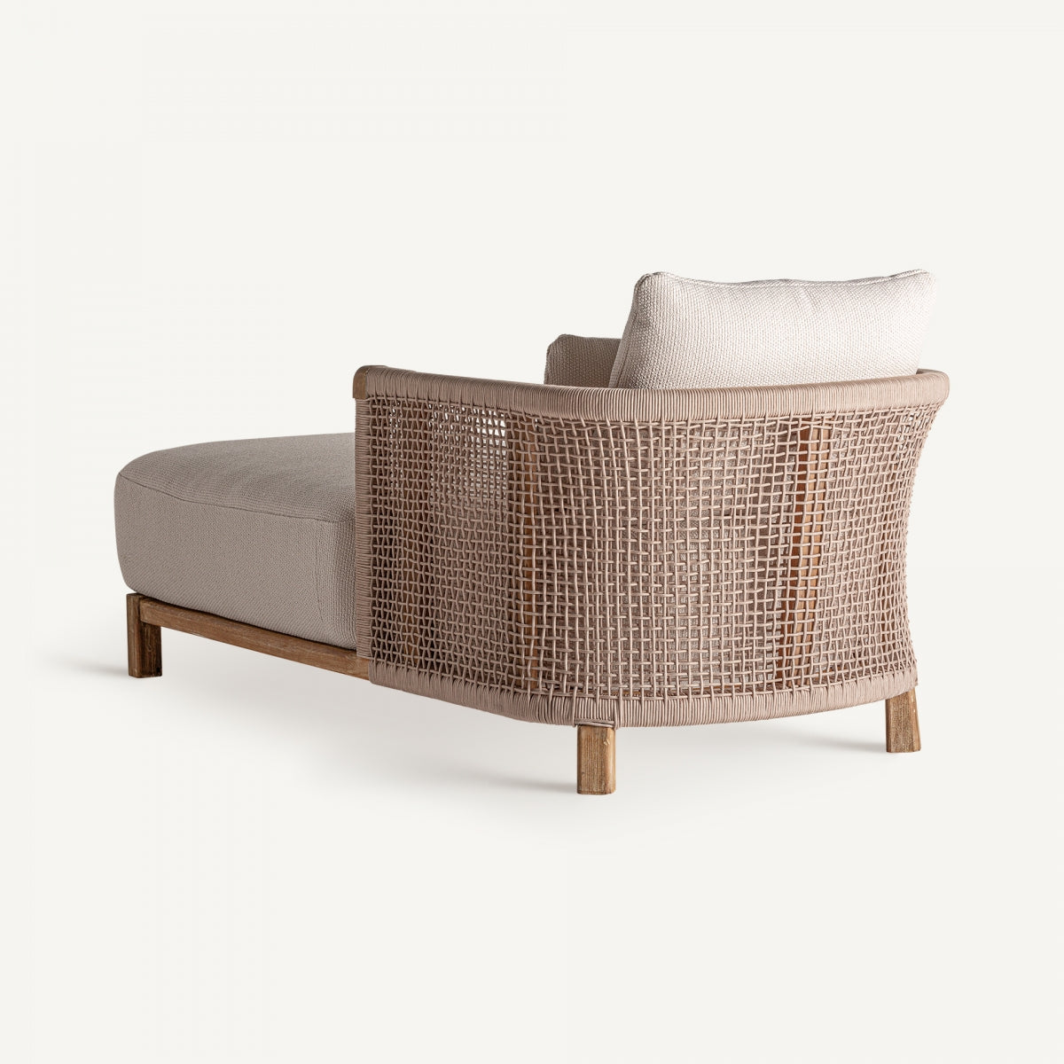 Chaise longue d'extérieur en tissu beige