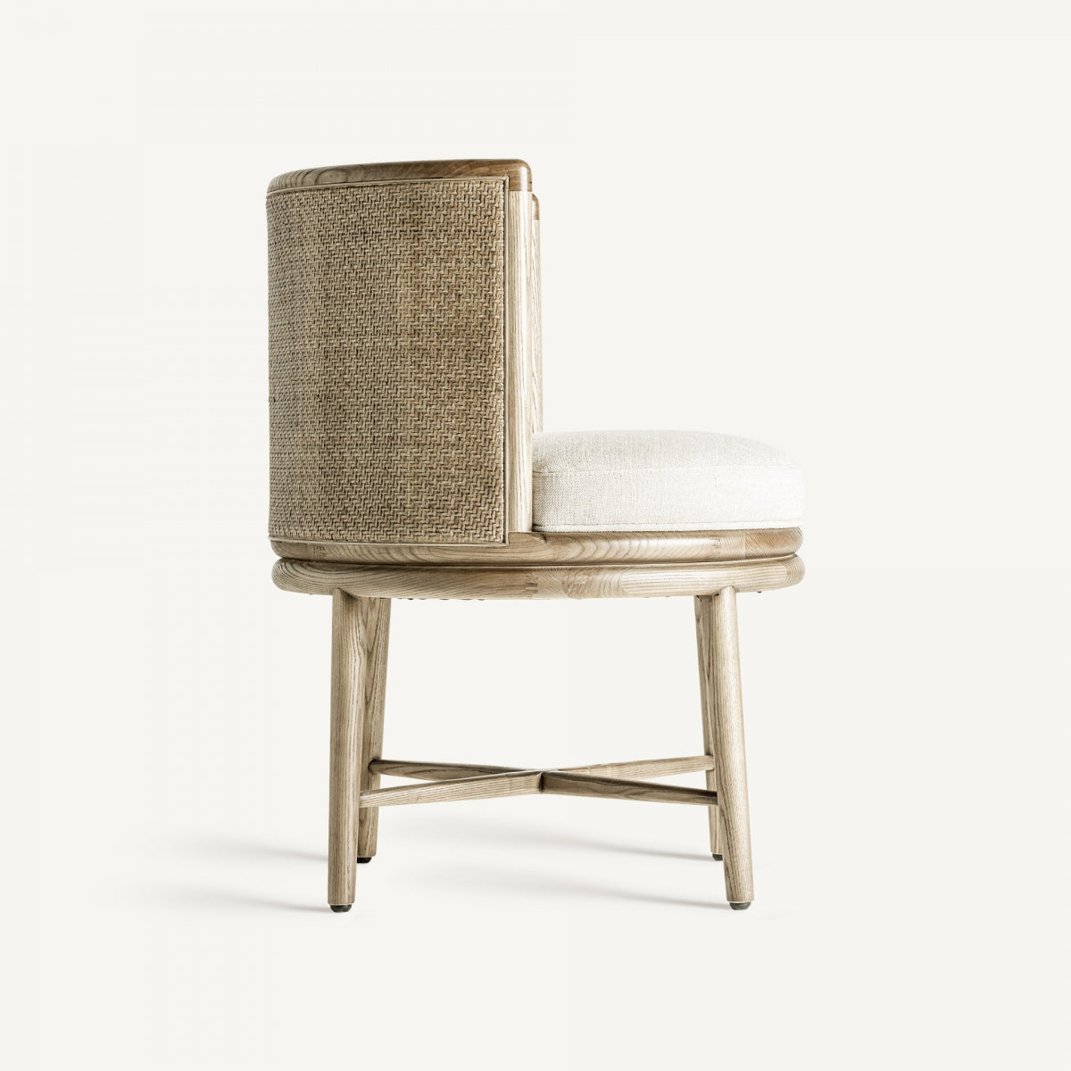 Chaise de salle à manger en tissu blanc