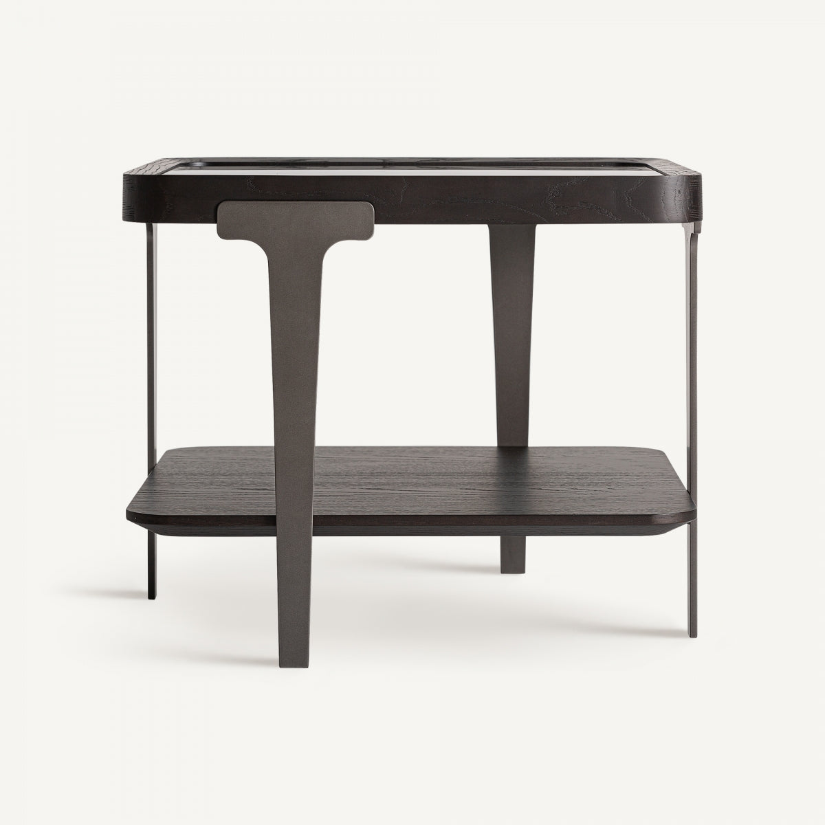 Table d'appoint en verre et en bois