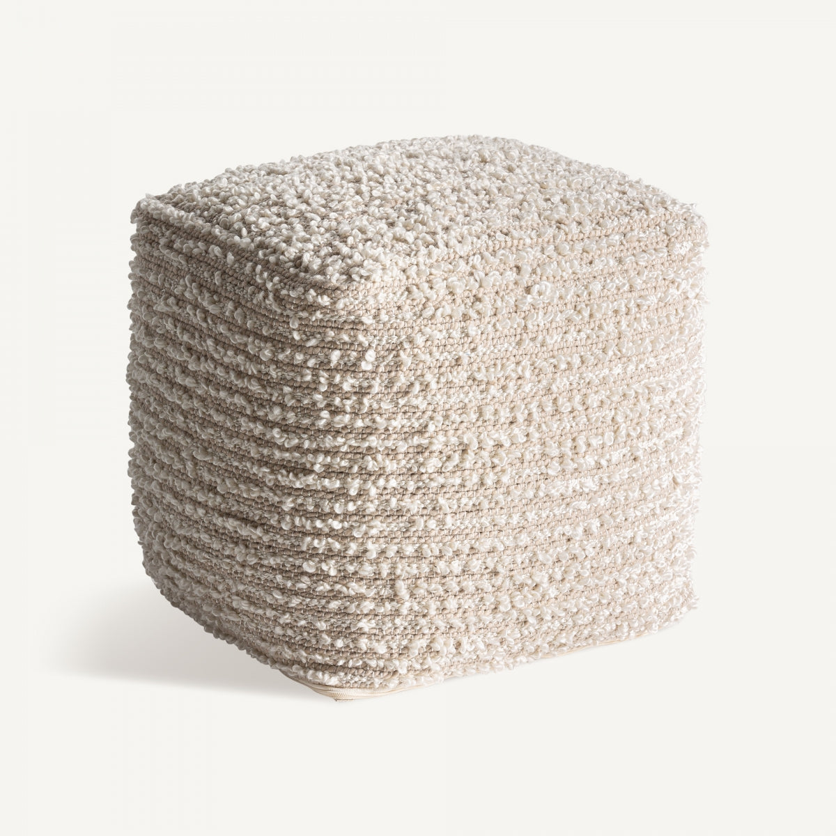 Pouf blanc en tissu recyclé