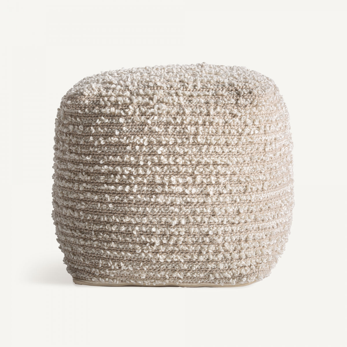 Pouf blanc en tissu recyclé