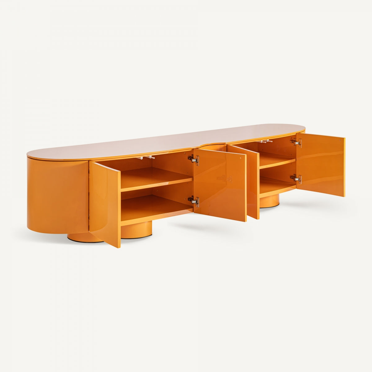 Meuble TV design en bois orange
