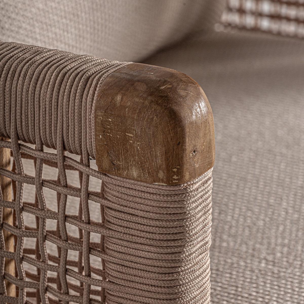 Chaise longue d'extérieur en tissu beige