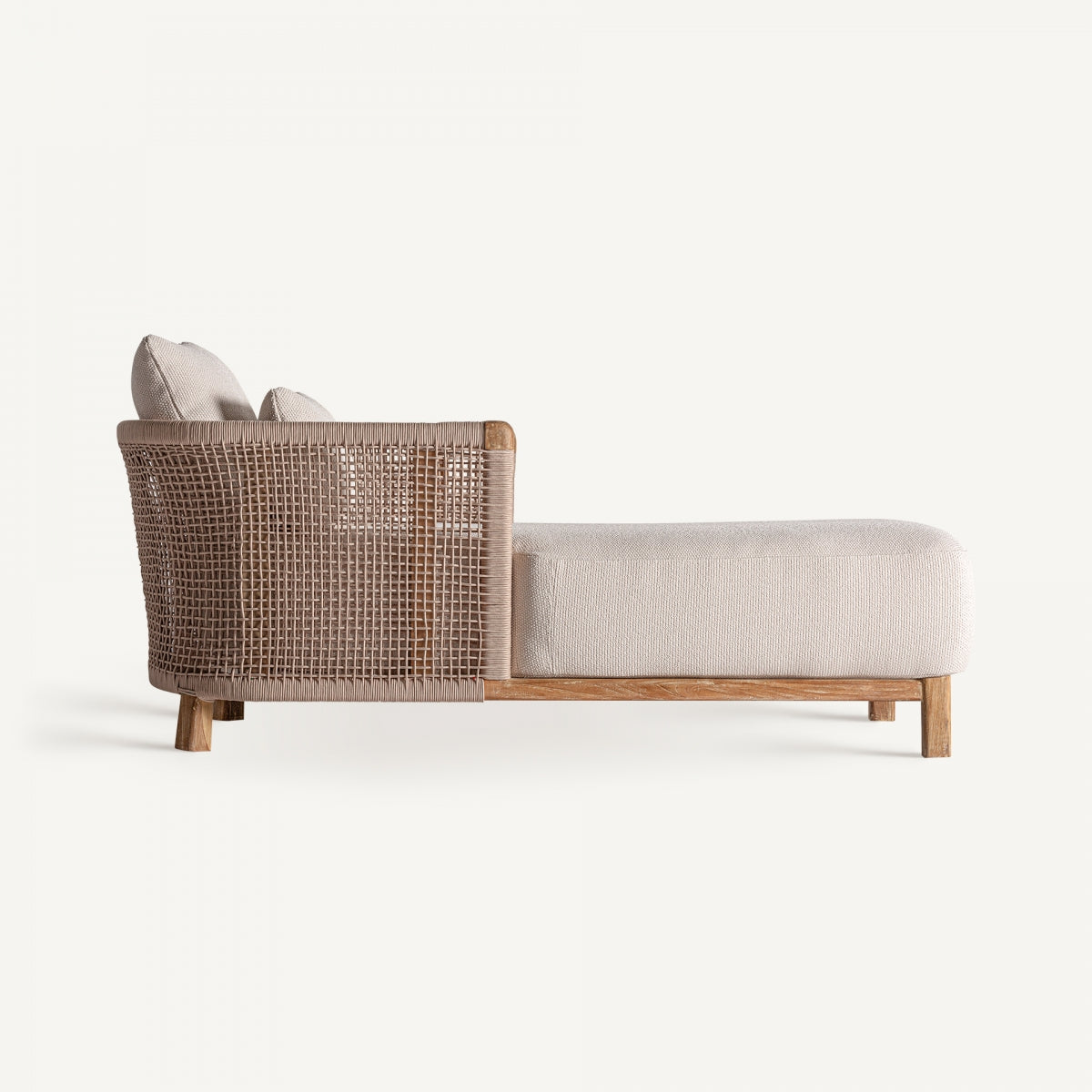 Chaise longue d'extérieur en tissu beige