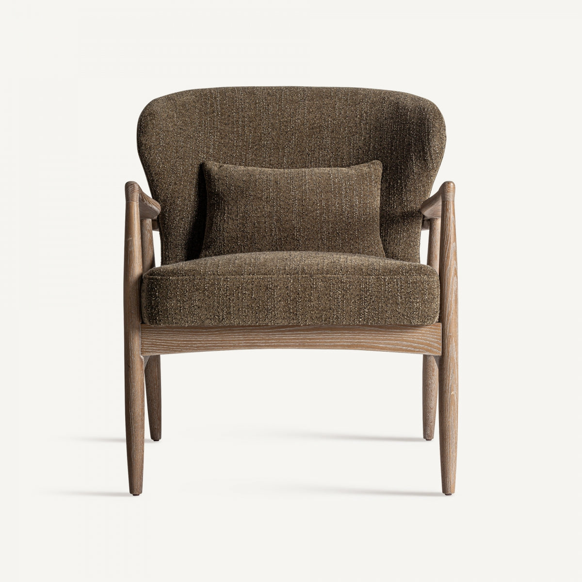 Fauteuil bouclé vert khaki