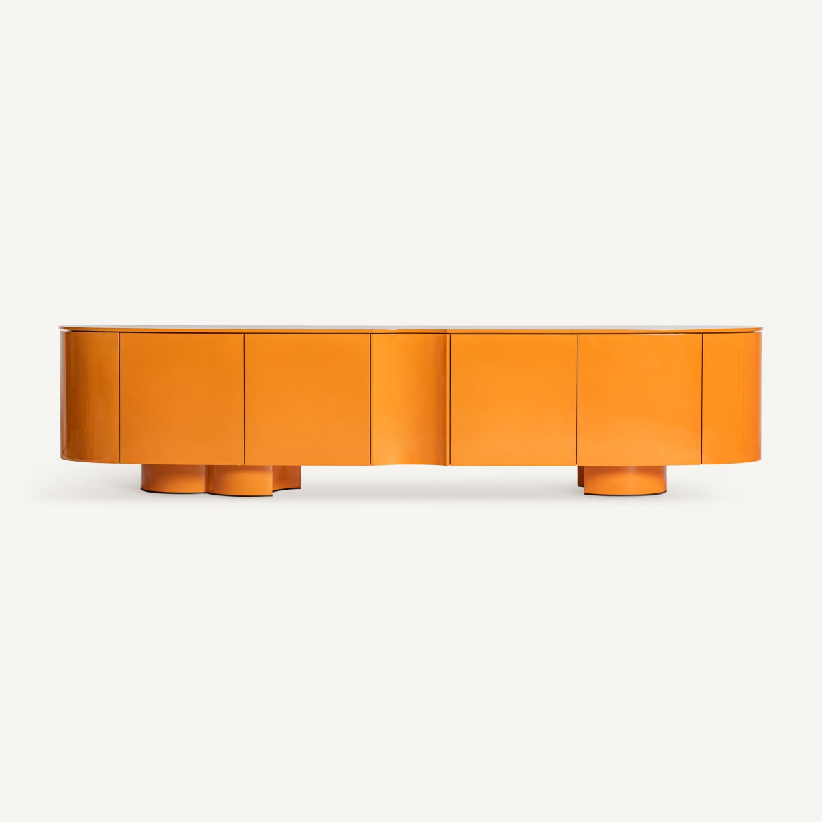 Meuble TV design en bois orange