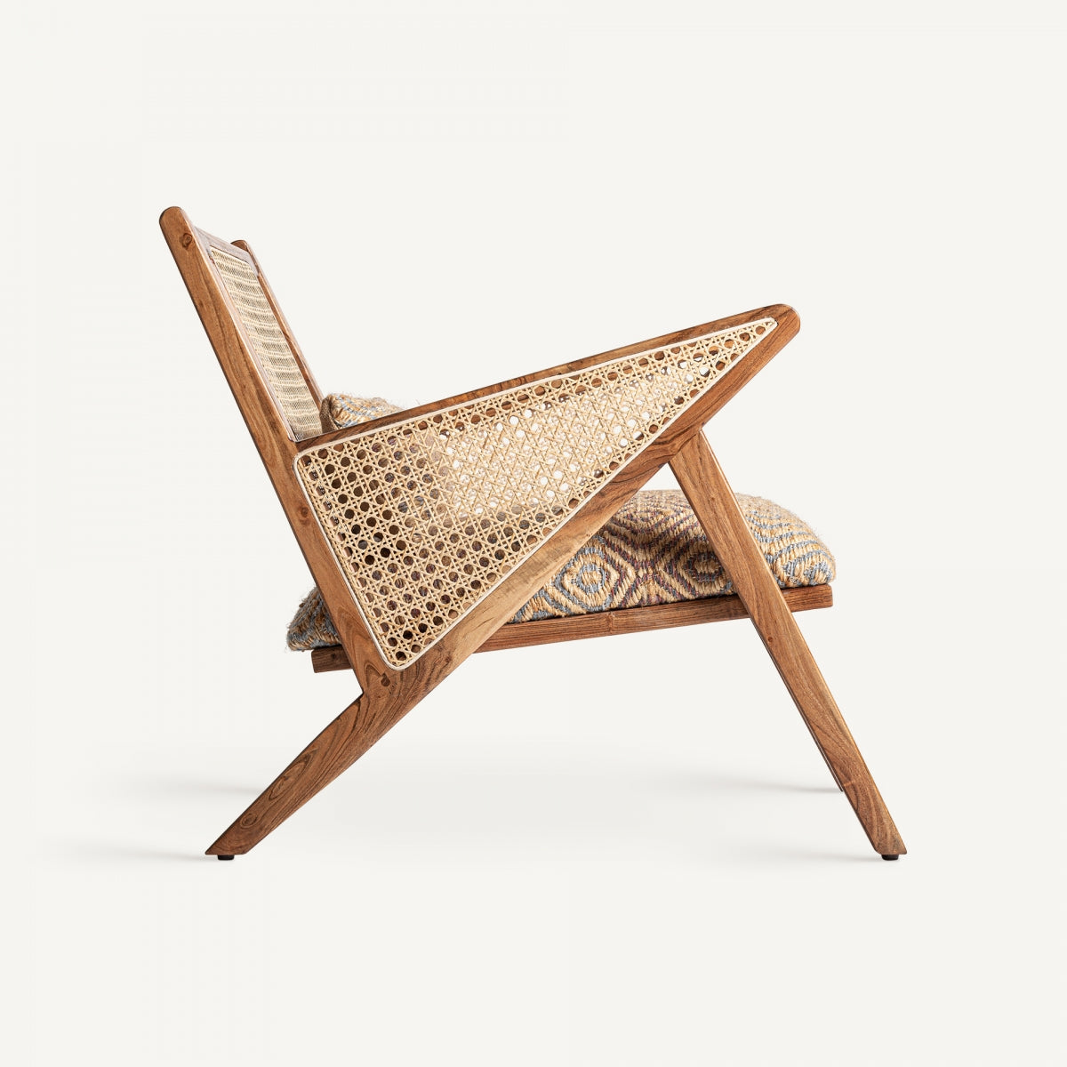 Fauteuil en tissu et jute multicolore