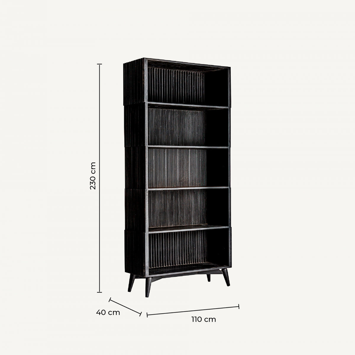 Bibliothèque en manguier noir plissé