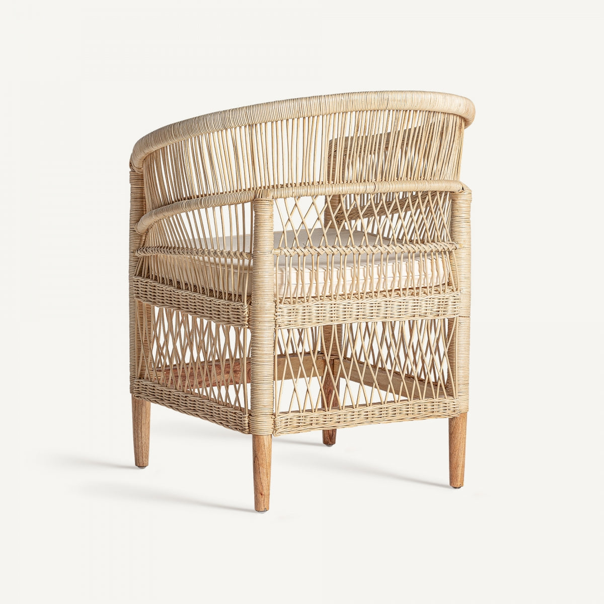 Fauteuil en rotin et bois de mindi
