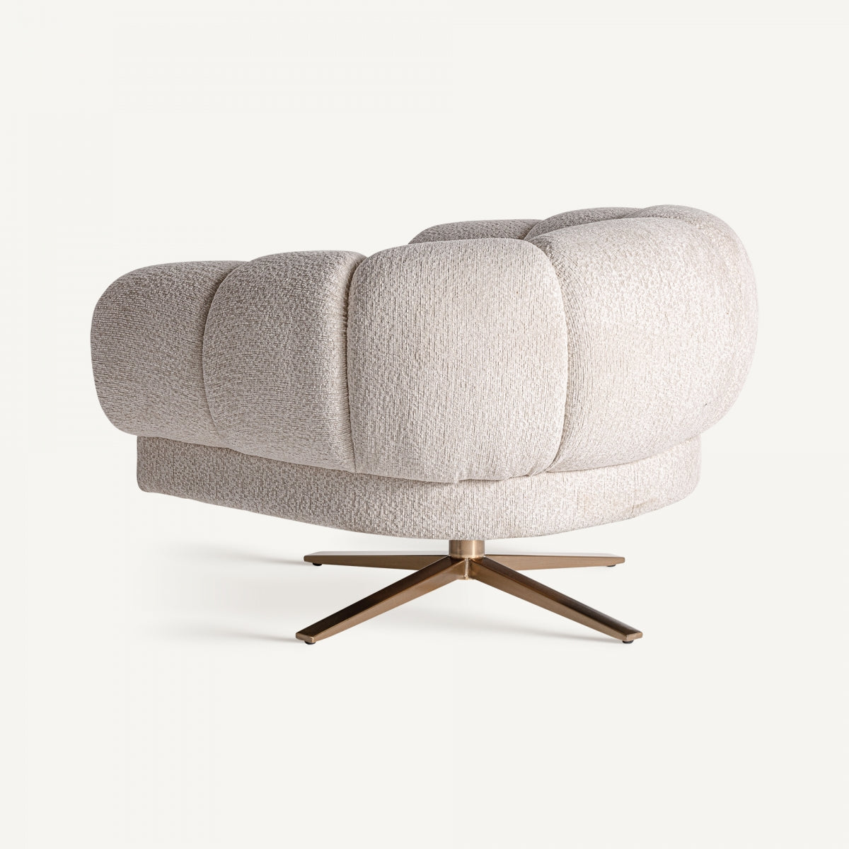 Fauteuil pivotant en tissu blanc cassé