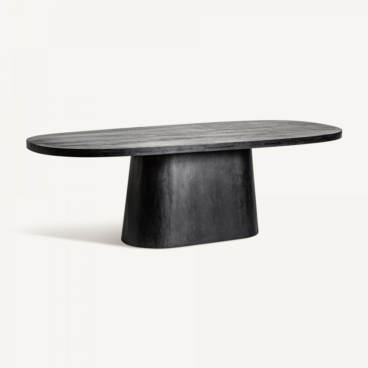 Table de salle à manger ovale en manguier noir