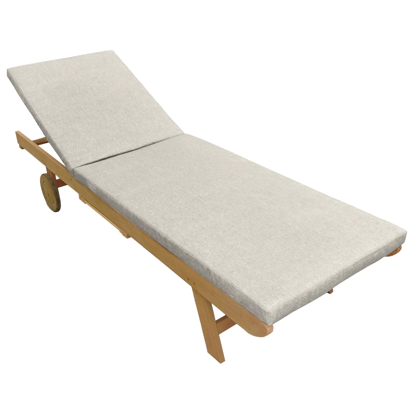 Bain de soleil pliant en acacia - coussin beige