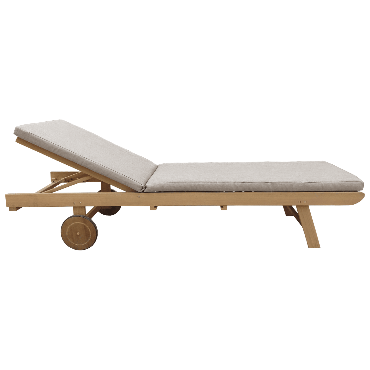 Bain de soleil pliant en acacia - coussin beige