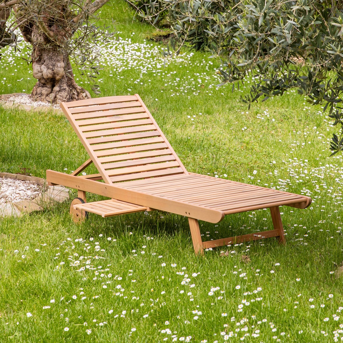 Bain de soleil pliant en acacia