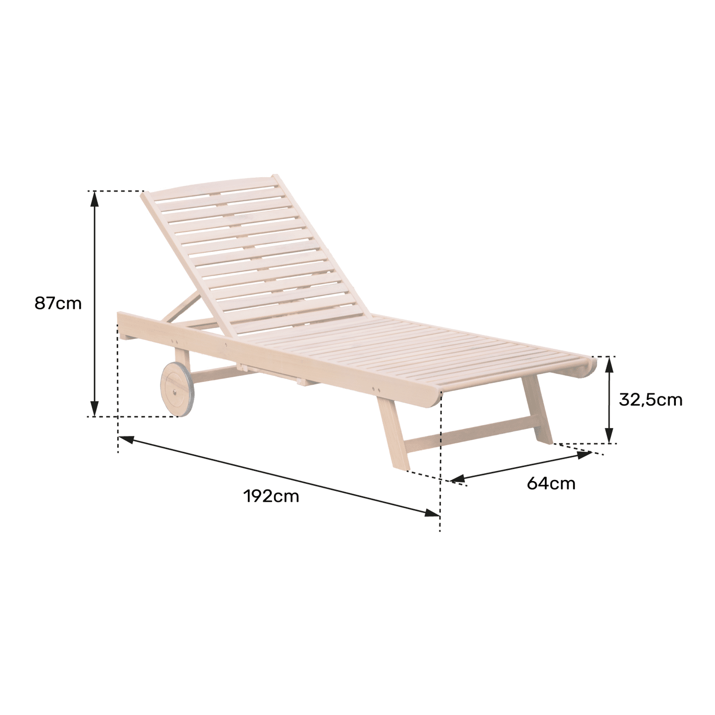 Bain de soleil pliant en acacia - coussin beige