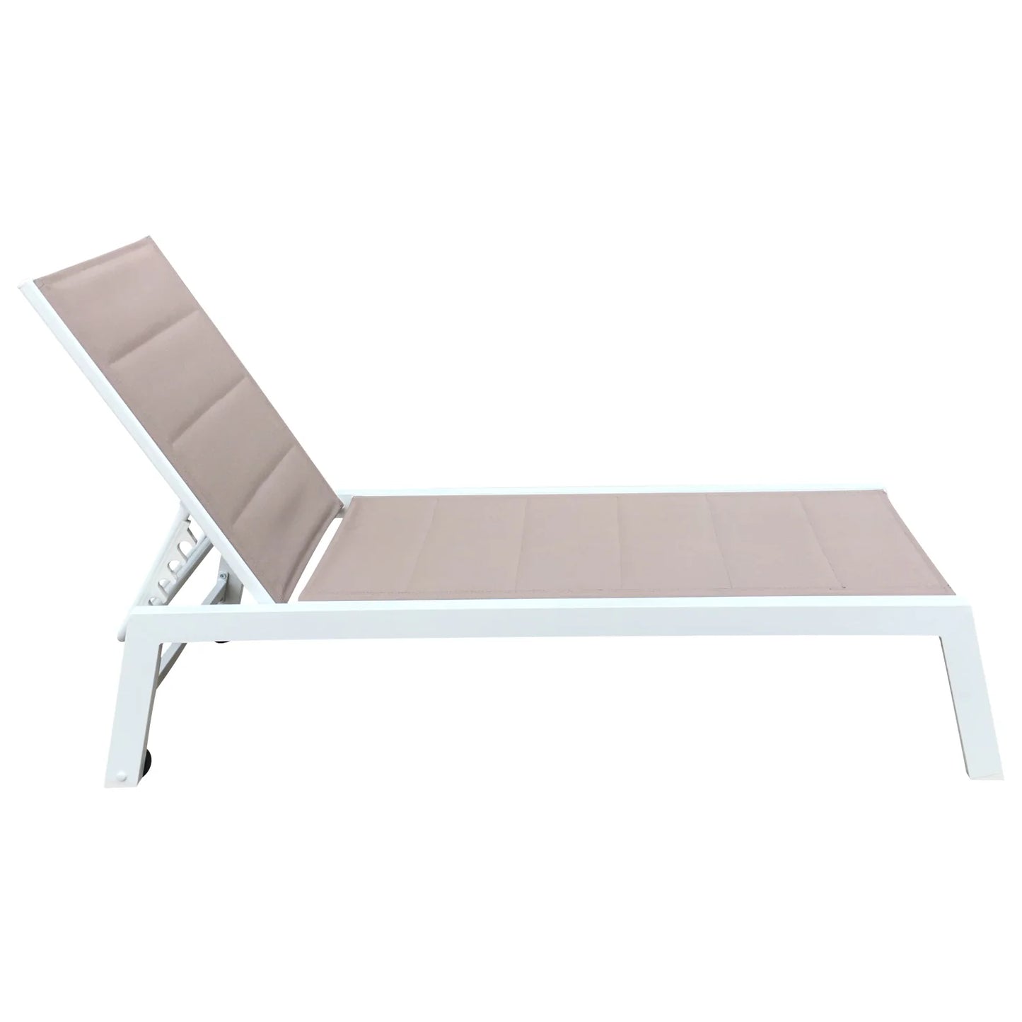Set de bain de soleil et table d'appoint en textilène taupe - aluminium blanc