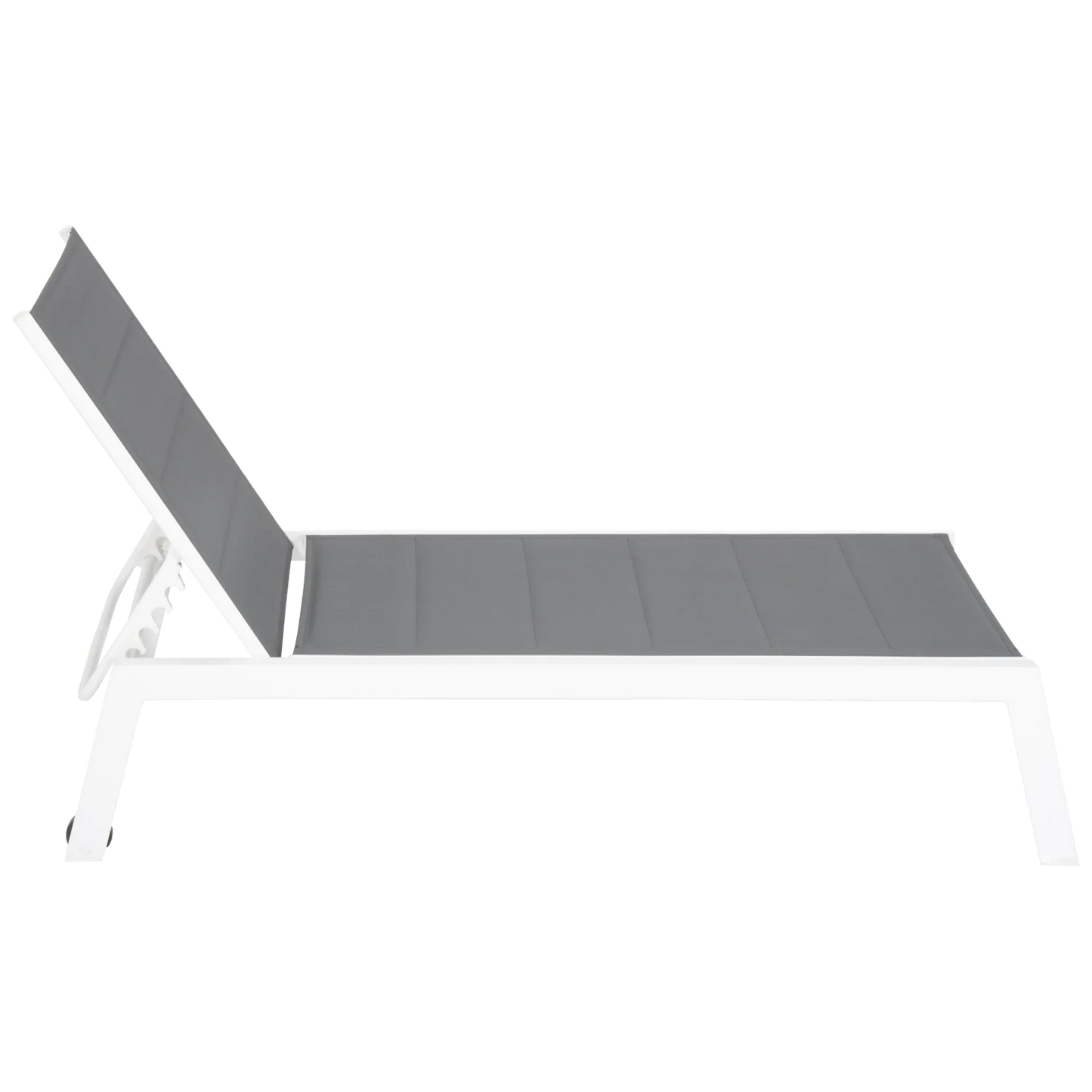 Ensemble de 2 bains de soleil et table d'appoint en textilène gris - aluminium blanc