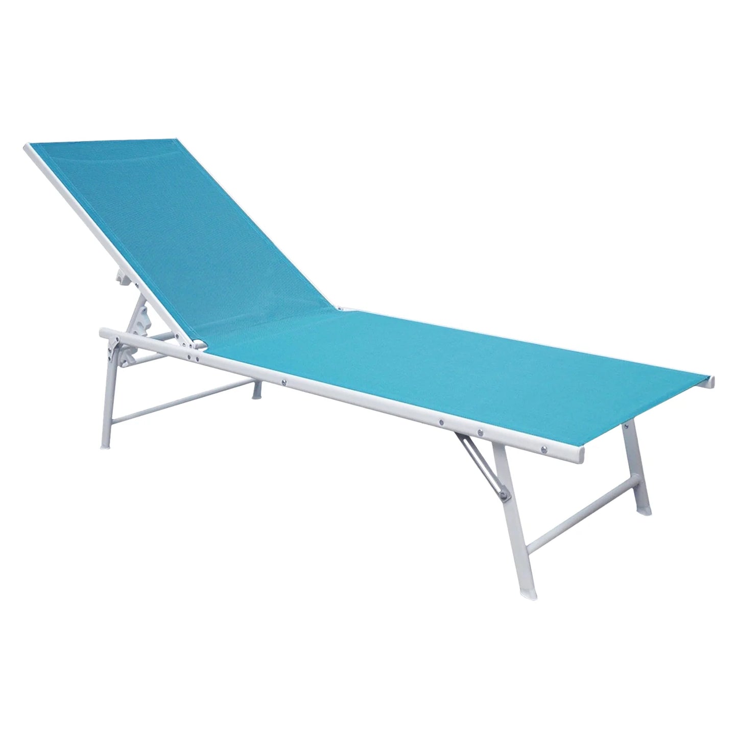 Lot de 2 chaises longues pliantes en textilène bleu - structure blanche