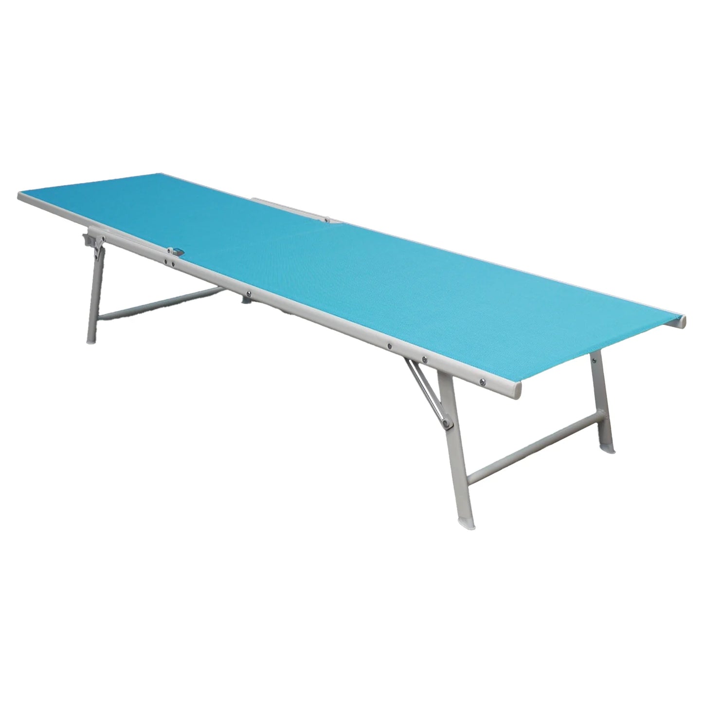 Lot de 2 chaises longues pliantes en textilène bleu - structure blanche