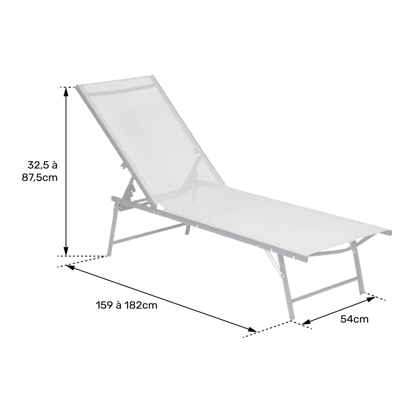 Lot de 2 chaises longues pliantes en textilène bleu - structure blanche