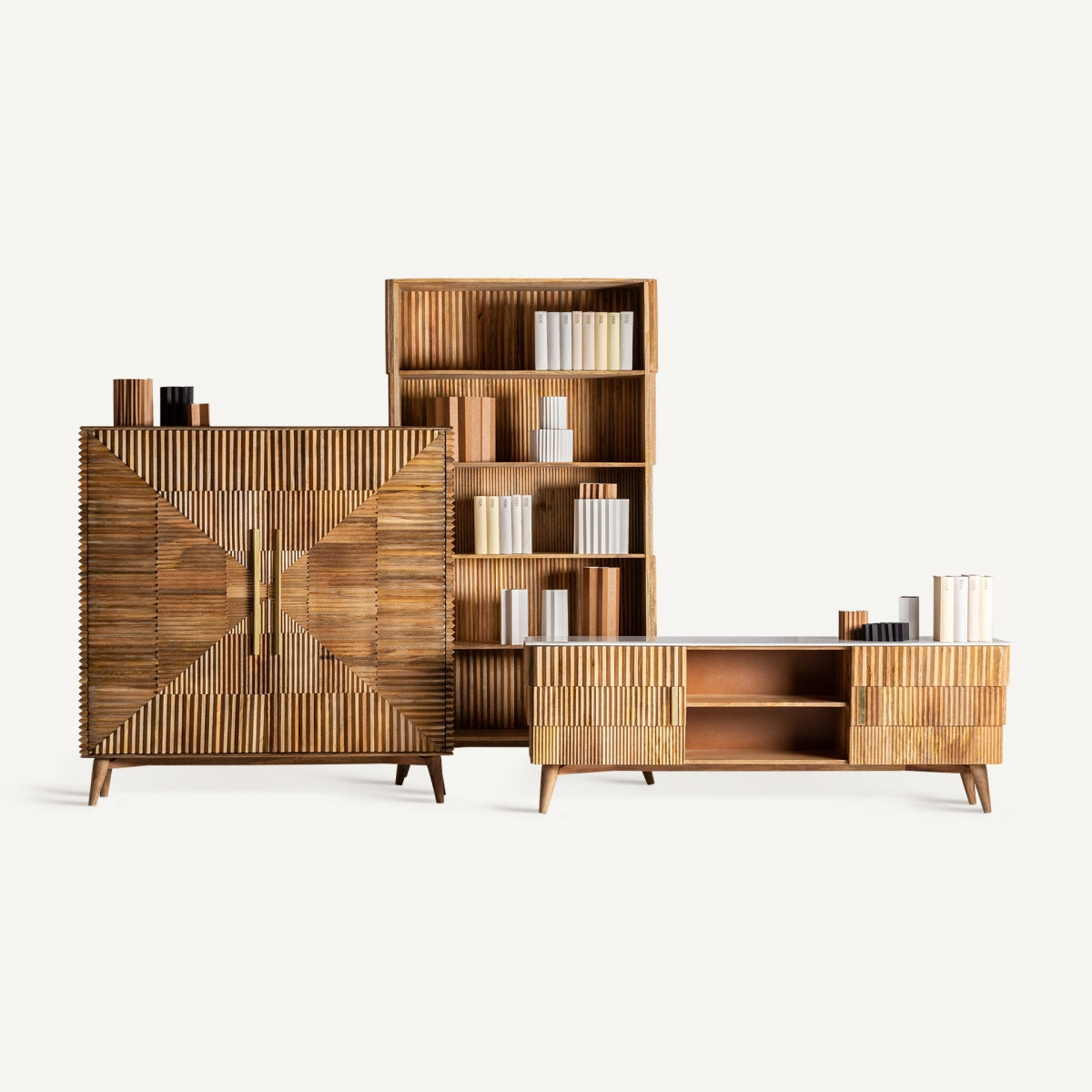 Meuble TV en manguier plissé