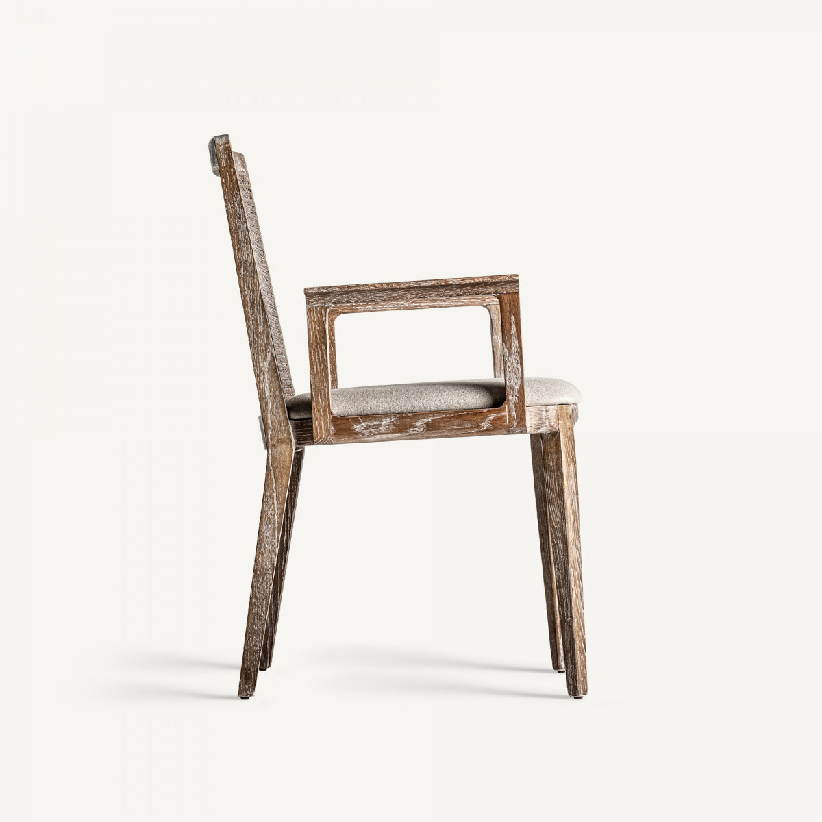 Chaise de salle à manger en bois vieilli en lin