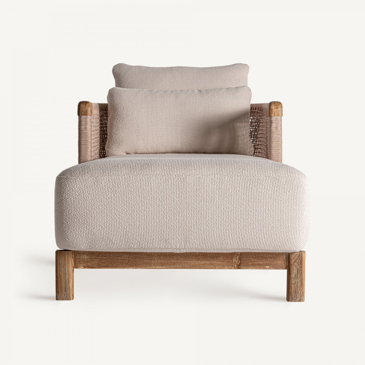 Chaise longue d'extérieur en tissu beige