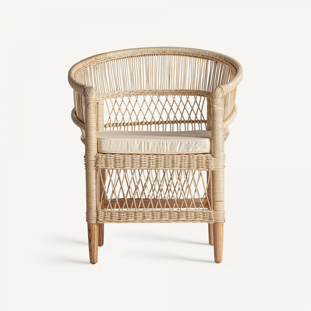 Fauteuil en rotin et bois de mindi