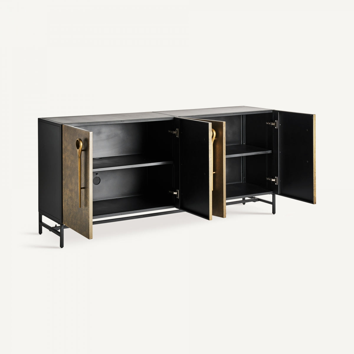 Buffet 4 portes en métal doré