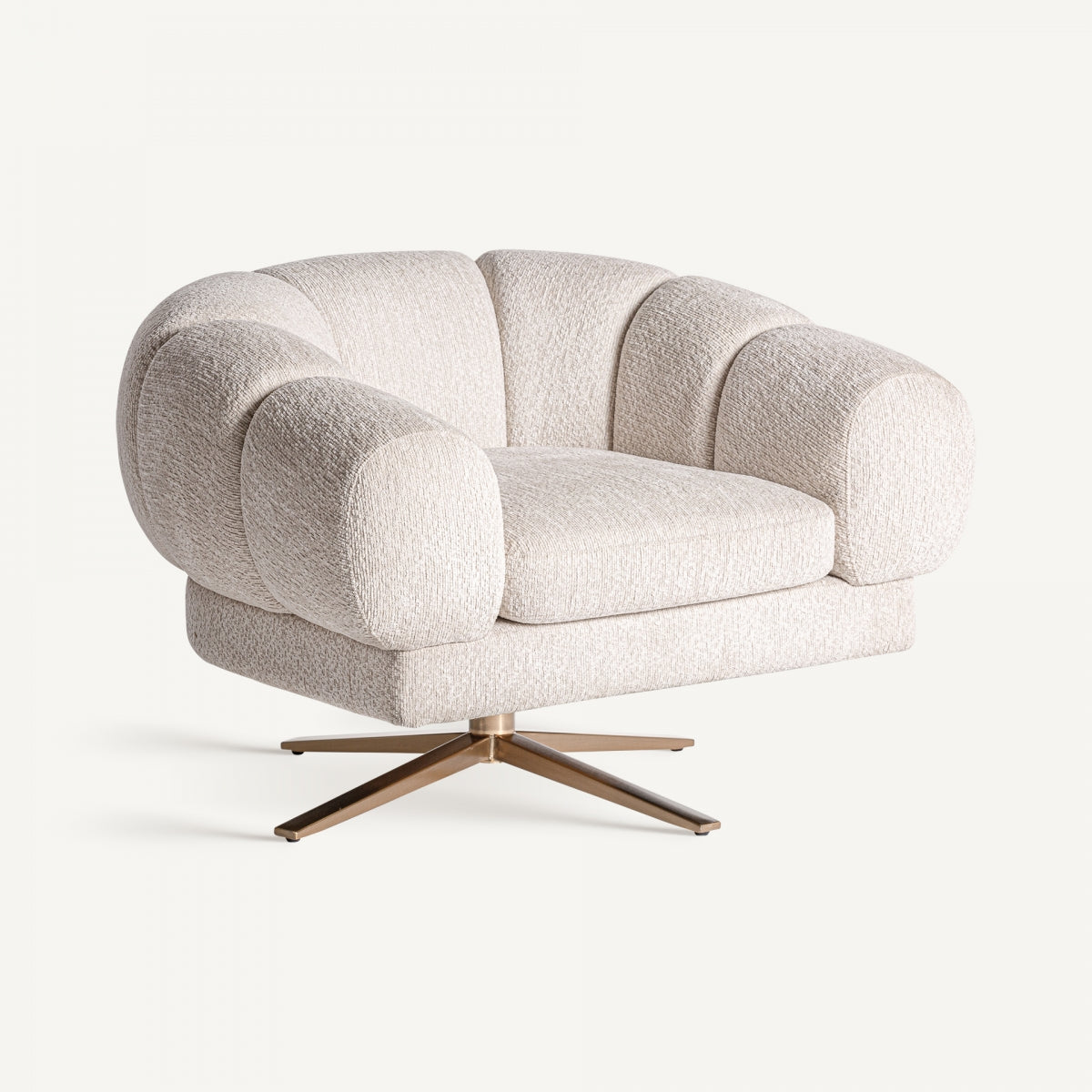 Fauteuil pivotant en tissu blanc cassé