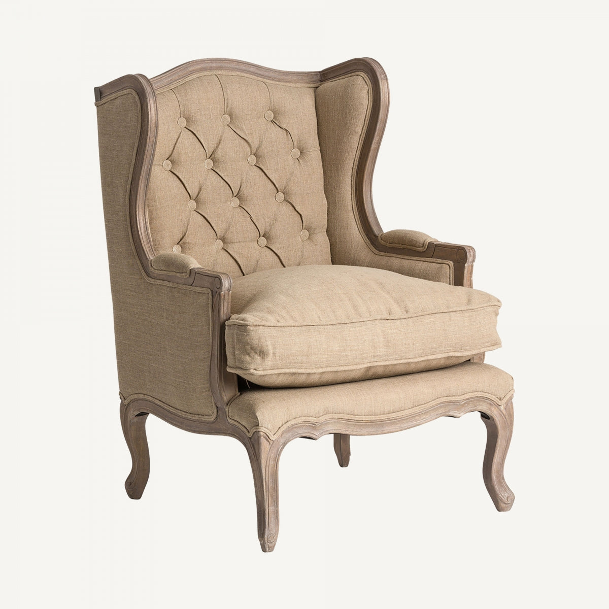 Fauteuil en lin marron
