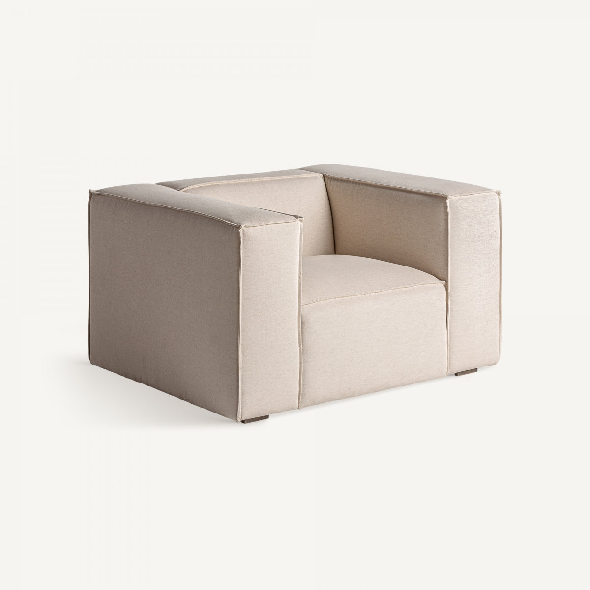 Fauteuil en lin blanc cassé