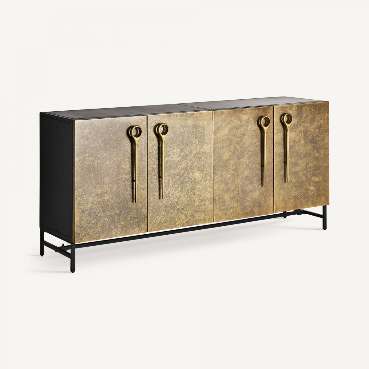 Buffet 4 portes en métal doré