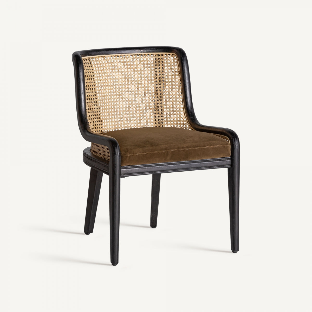 Chaise de salle à manger en velours marron