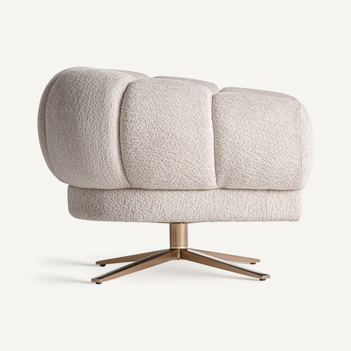 Fauteuil pivotant en tissu blanc cassé