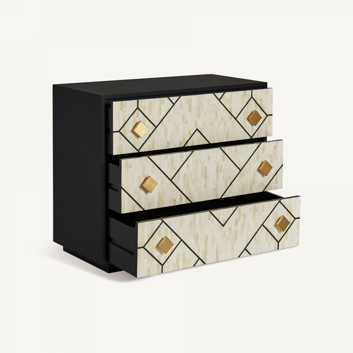 Commode en bois noir et incrustation d'os