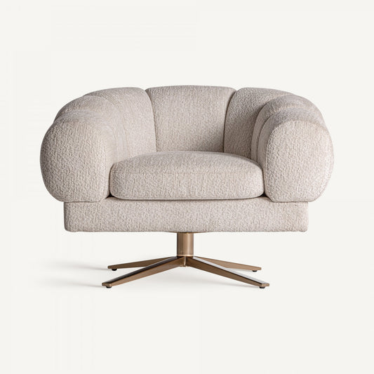 Fauteuil pivotant en tissu blanc cassé