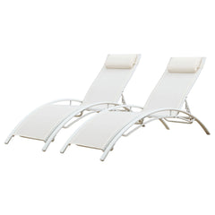 Lot de 2 transats en textilène blanc - Aluminium blanc