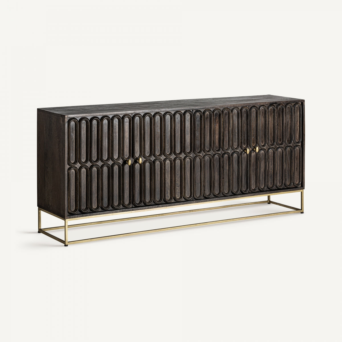 Buffet en manguier marron et laiton