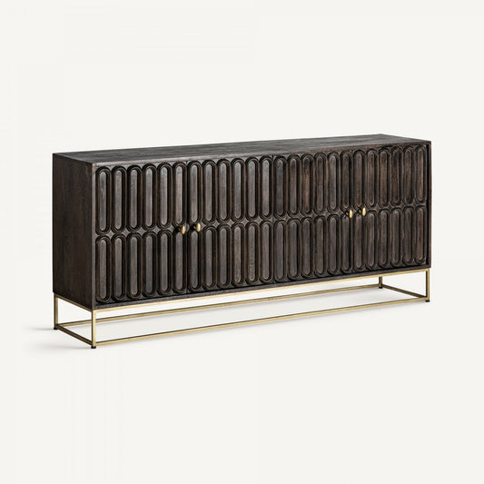 Buffet en manguier marron et laiton