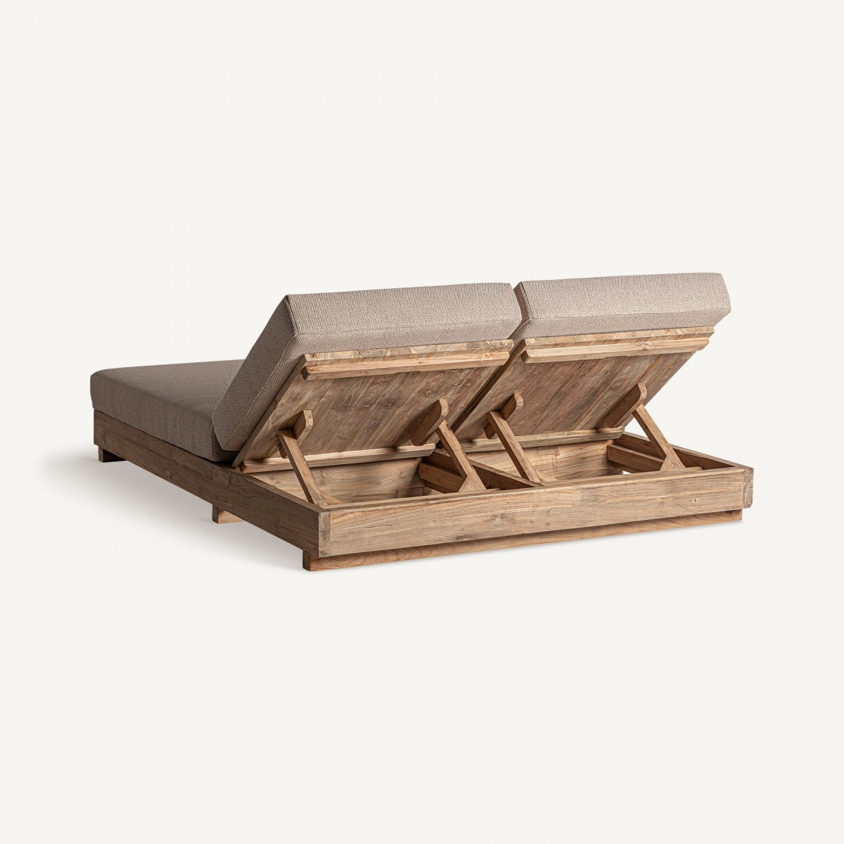 Canapé d'extérieur 2 places en tissu marron