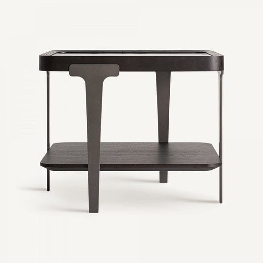 Table d'appoint en verre et en bois
